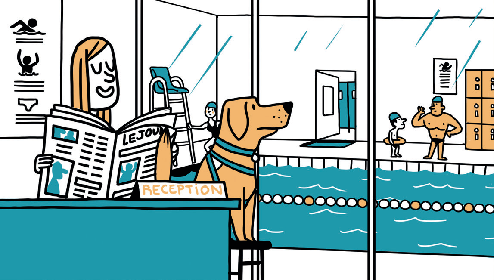 Romain et Domino à la piscine